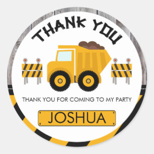 Boys Under Construction Birthday Favour Sticker