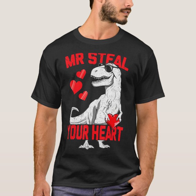 Boys Valentine   Mr Steal Your Heart Trex Dino Tod T-Shirt (Front)