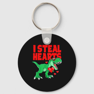 Boys Valentines Day Dinosaur I Steal Hearts  Key Ring