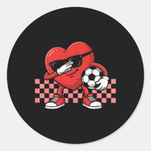 Boys Valentines Day Footll Dab Soccer Heart Men Ki Classic Round Sticker