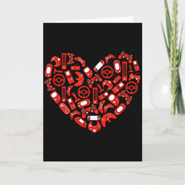 Boys Valentines Day Gaming Video Gamer Controller  Card (Front)