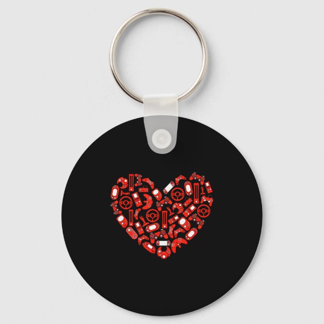 Boys Valentines Day Gaming Video Gamer Controller  Key Ring (Front)