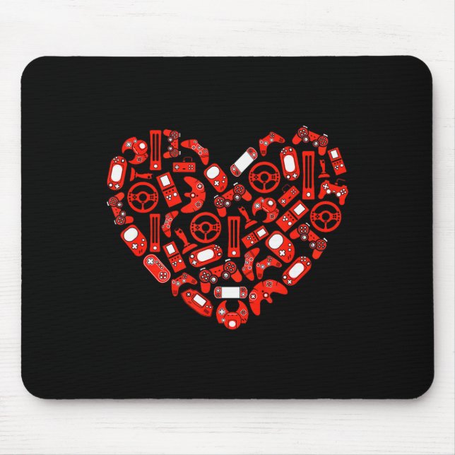 Boys Valentines Day Gaming Video Gamer Controller  Mouse Pad (Front)