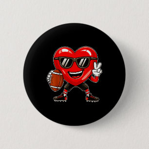 Boys Valentines Day Heart Playing Football Boys Gi 6 Cm Round Badge
