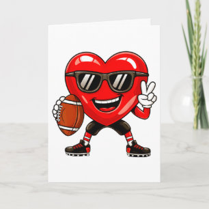 Boys Valentine's Day Heart Playing Footll Boys Gir Card