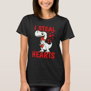 Boys Valentines Day Kids Dinosaur rex I Steal Hear T-Shirt