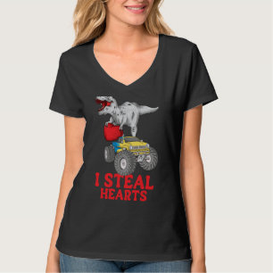 Boys Valentines Day Kids Dinosaur rex I Steal Hear T-Shirt