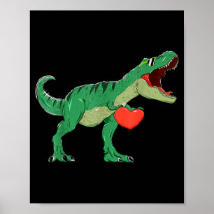 Boys Valentines Day Shirt Kids T-rex Dinosaur I St Poster