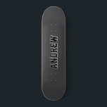 Boys Varsity Black Skateboard Personalized Name<br><div class="desc">This Boys Varsity Skateboard Personalized Name Skateboard features a bold varsity-style design with a striking green color palette and sporty graphics. Perfect for skaters who love a strong athletic look, this board can be customized with a name to create a unique and meaningful gift. Ideal for birthdays, holidays, or anytime...</div>