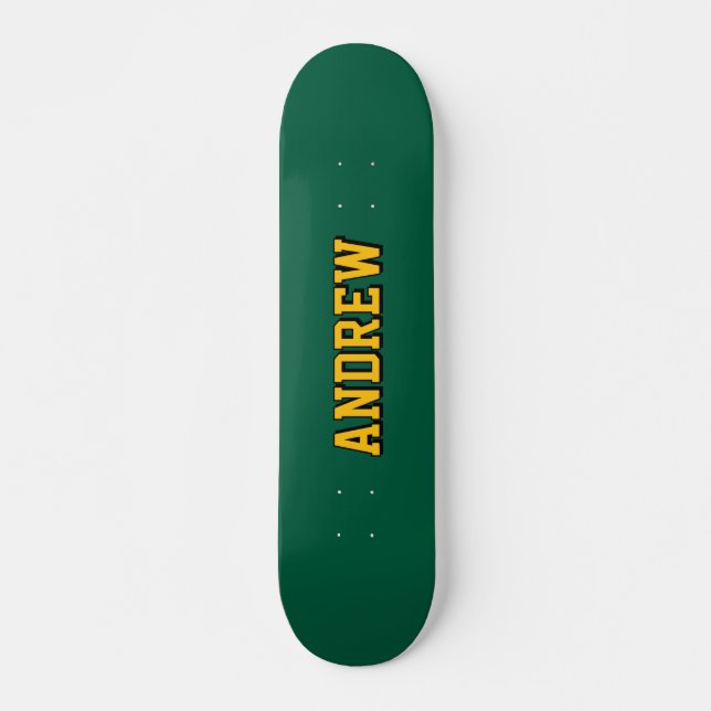 Boys Varsity Green Skateboard Personalized Name (Front)