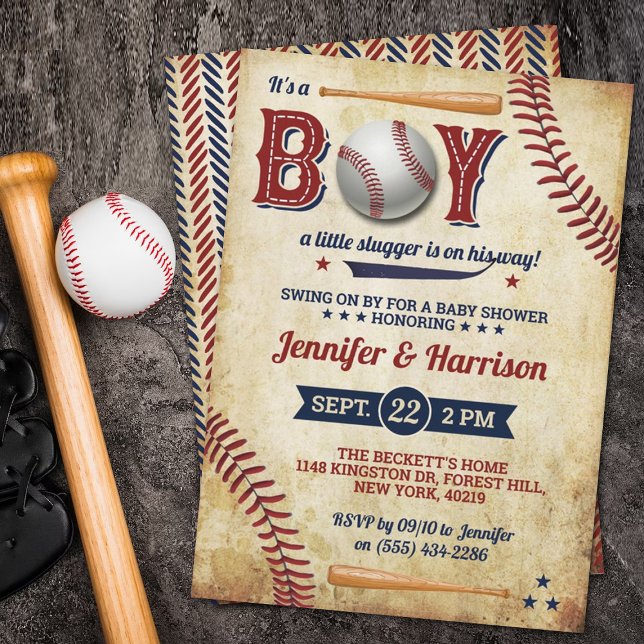 Boys Vintage Baseball Baby Shower Invitation (Creator Uploaded)