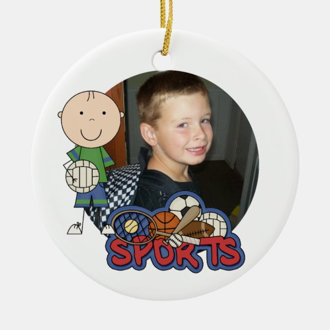 Boys Volleyball Customised Photo Ornament (Front)