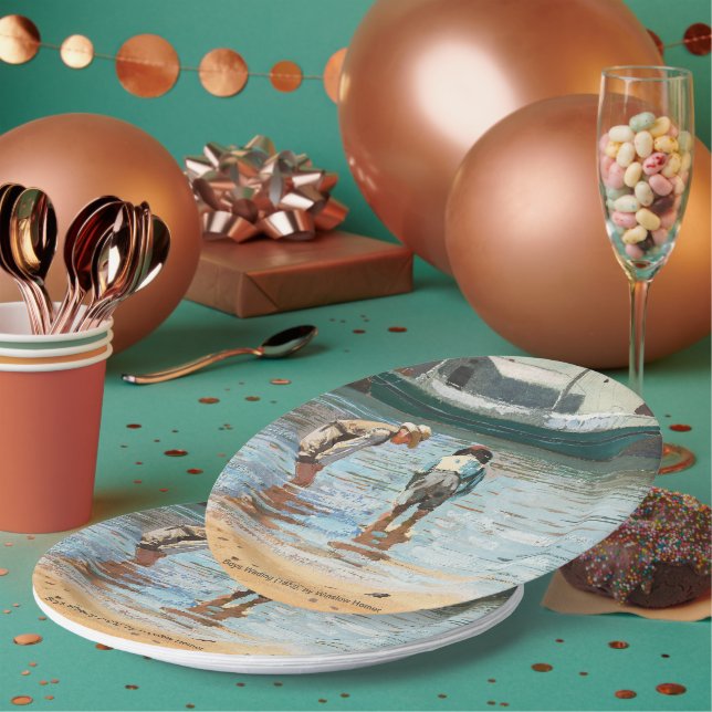 Boys Wading (1873) By Winslow Homer Paper Plate (Multi)