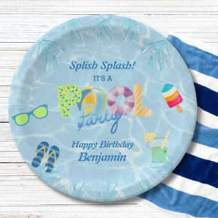 Boy's Water Swimming Pool Birthday Party  Paper Plate
