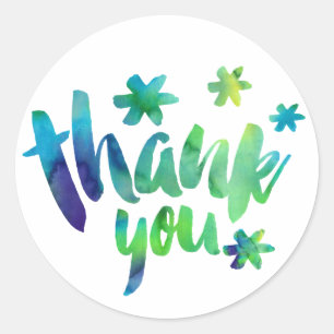 Boys Watercolor Baby Shower Thank You Classic Round Sticker
