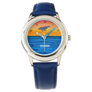 Boys Whale Ocean Fish Cute Modern Blue Kids Watch