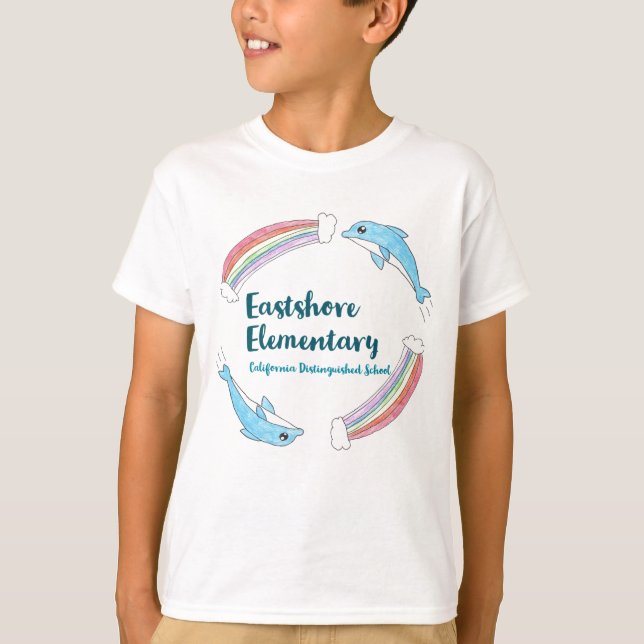 Boys' White Rainbow Dolphin T-Shirt (Front)