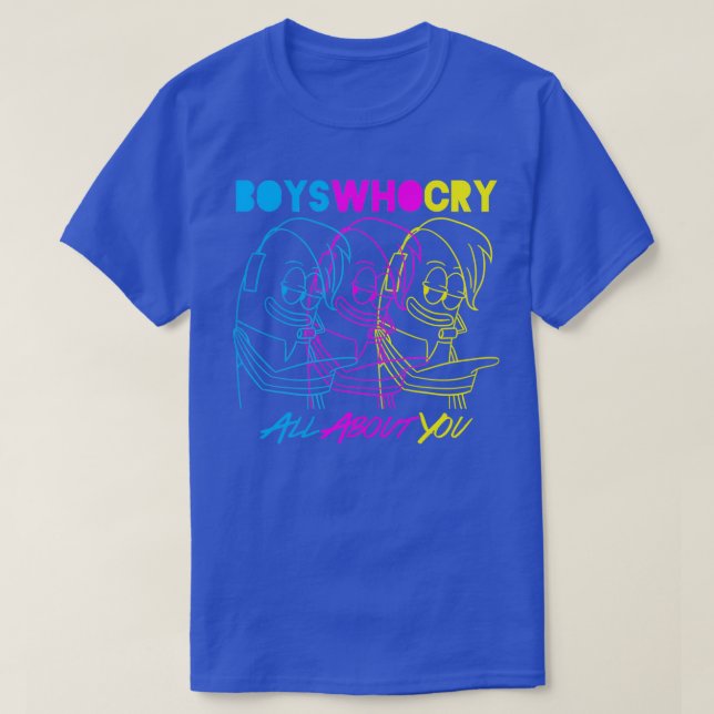Boys Who Cry Cyan Magenta Yellow T-Shirt (Design Front)