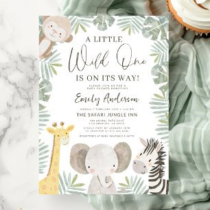 Boys Wild One Safari Animals Baby Shower Invitation