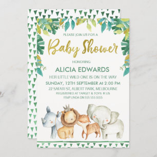 Boys Wild One Safari Baby Shower Invitation