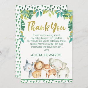 Boys Wild One Safari Baby Shower Thank you Card