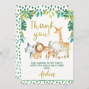 Boys Wild One Safari Thank You Card