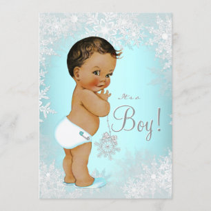 Boys Winter Wonderland Snowflake Baby Shower Invitation