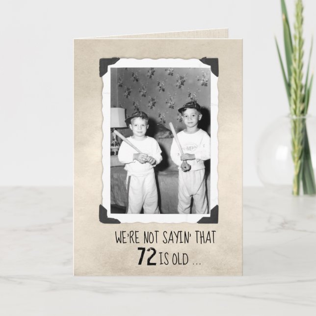 Boys With Baseball Bats 72nd Birthday  Card (Front)