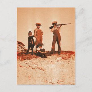 Boys with Rifle Vintage Photo Postcard