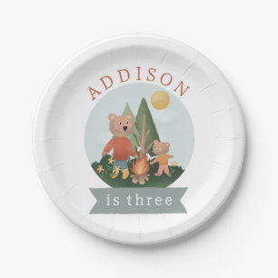 Boys Woodland Forest Camping Bears Birthday  Paper Plate