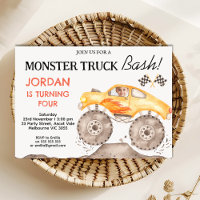 Boys Yellow Monster Truck Monster Bash Birthday