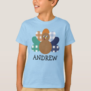 Boys Youth Watercolor Plaid Turkey T-Shirt