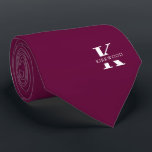 Boysenberry | Elegant Monogram Name | one-Sided Tie<br><div class="desc">An elegant one-sided necktie featuring a bold white monogram across a Boysenberry purple backdrop. On top of this monogram sits your first or last name spelled out in all capitals. If you prefer a bolder look for the personal name inside of the large letter you can do the following: Use...</div>