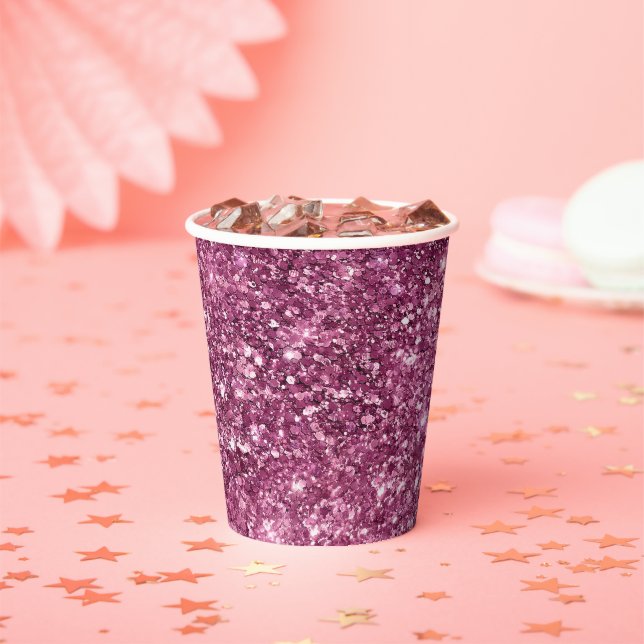 Boysenberry Pink Glitz Glitter Paper Cups (Insitu)