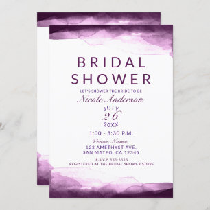 Boysenberry Purple Watercolor Modern Bridal Shower Invitation