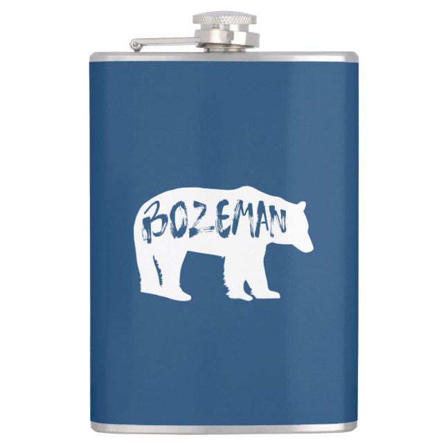Bozeman Montana Bear Hip Flask (Front)