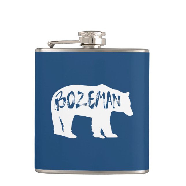 Bozeman Montana Bear Hip Flask (Front)