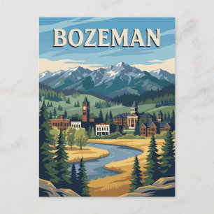 Bozeman Montana Mountain Town Vintage Poster Postcard