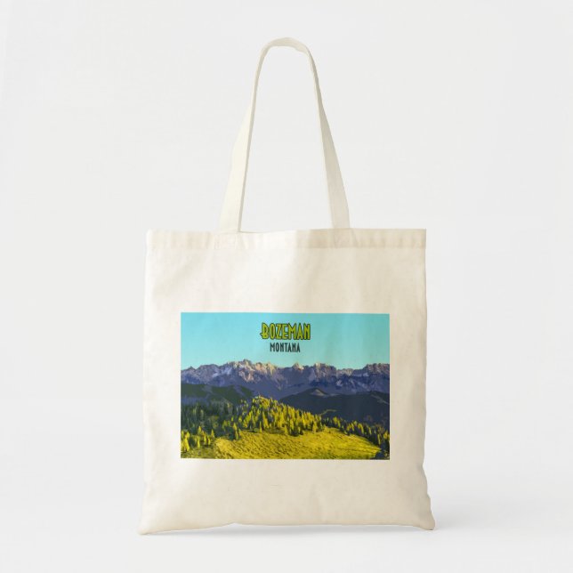 Bozeman Montana Mountains Vintage Tote Bag (Front)