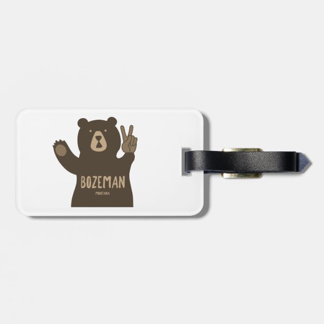 Bozeman Montana Peace Bear Luggage Tag (Back Horizontal)