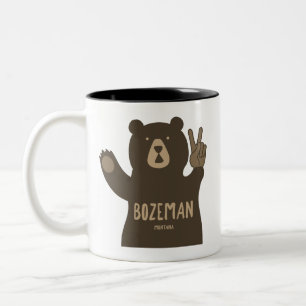 Bozeman Montana Peace Bear Two-Tone Coffee Mug