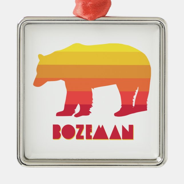 Bozeman Montana Rainbow Bear Metal Tree Decoration (Front)