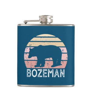 Bozeman Montana Retro Bear Hip Flask