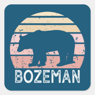 Bozeman Montana Retro Bear Square Sticker