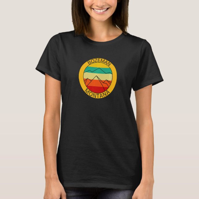 Bozeman Montana Retro Mountain Sunset Souvenir   T-Shirt (Front)