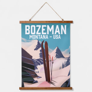 Bozeman Montana ski poster Hanging Tapestry
