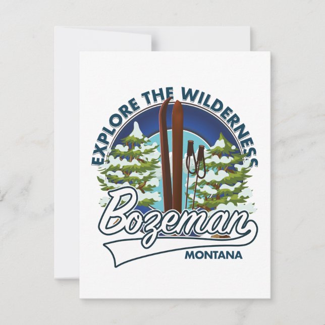 Bozeman Montana ski poster logo Card (Front)