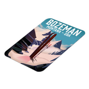 Bozeman Montana ski poster Magnet