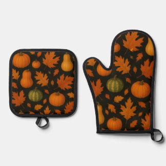 BPumpkins and leaves  Oven Mitt & Pot Holder Set