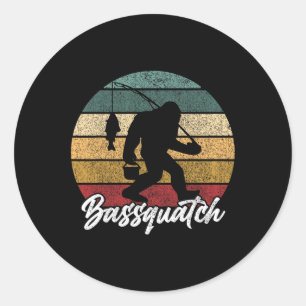 Bquatch! B Fisherman Sasquatch Funny Bigfoot Fishi Classic Round Sticker